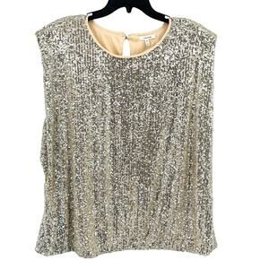 Maurices Sequin Sleeveless Party Shirt Womens Plus Sz 3X Gold Silver Blouse